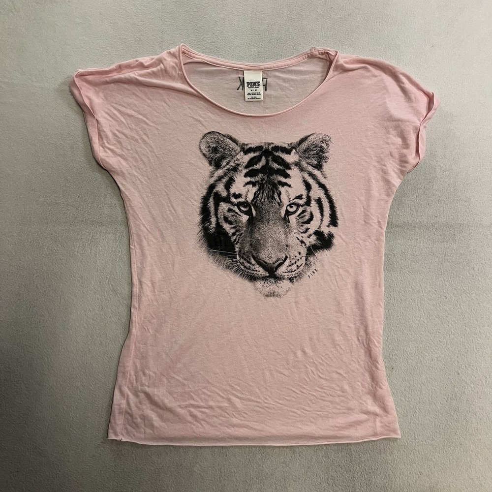 PINK Victorias Secret Pink Tiger T-shirt Burnout Women's Size Medium Lightweight